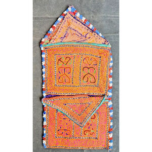 Kuchi Embroidered Pouch Wallet Central Asian Handmade Red-White-Blue Bead2